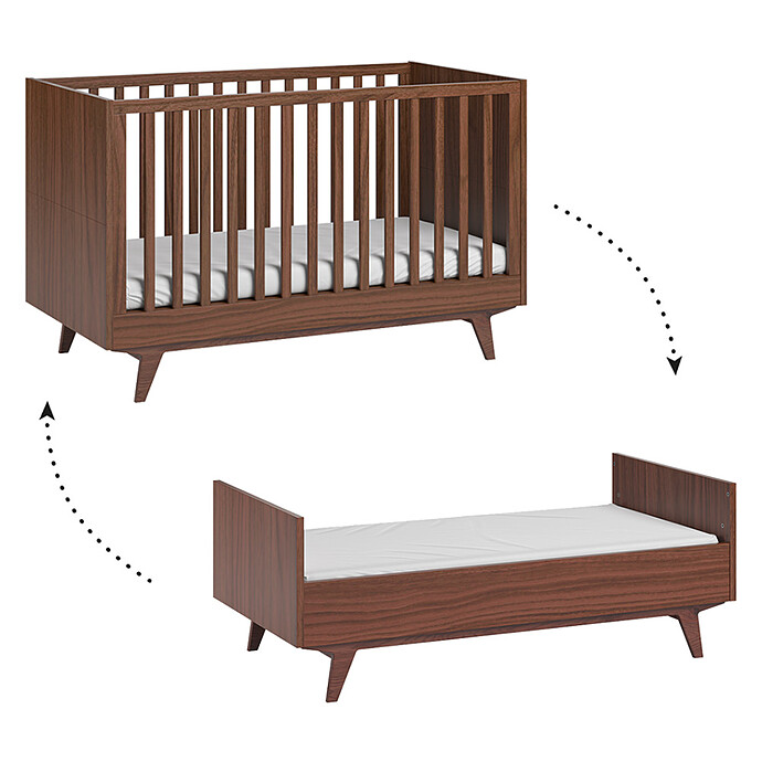 Achat Lit Bébé Evolutif Mid II Noix - 70 x 140 cm