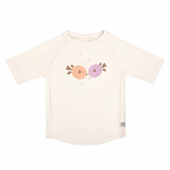 T-shirt Anti-UV Manches Courtes Splash & Fun Poissons Blanc Cassé - 3/6 Mois LÄSSIG