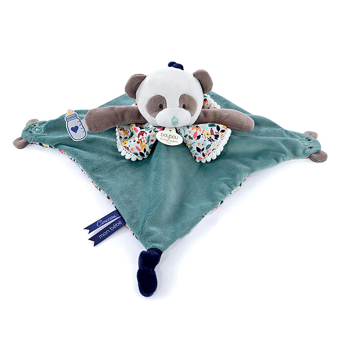 Doudou Panda Vert avec Marionnettes à Doigt Les Petits Futés Doudou et Compagnie