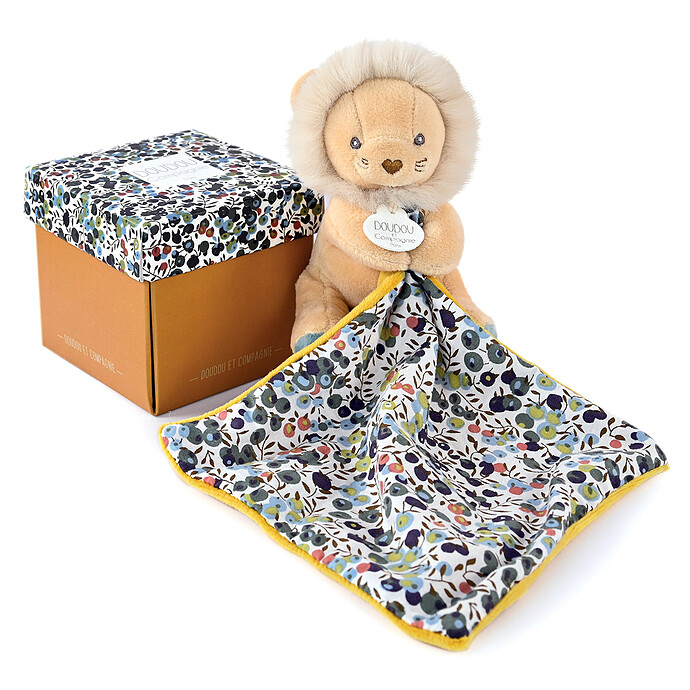 Peluche Lion avec son Doudou Boh'aime - Jaune Doudou et Compagnie