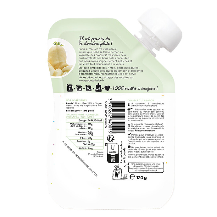 Gourde Repas Bio Panais - 120 g Popote