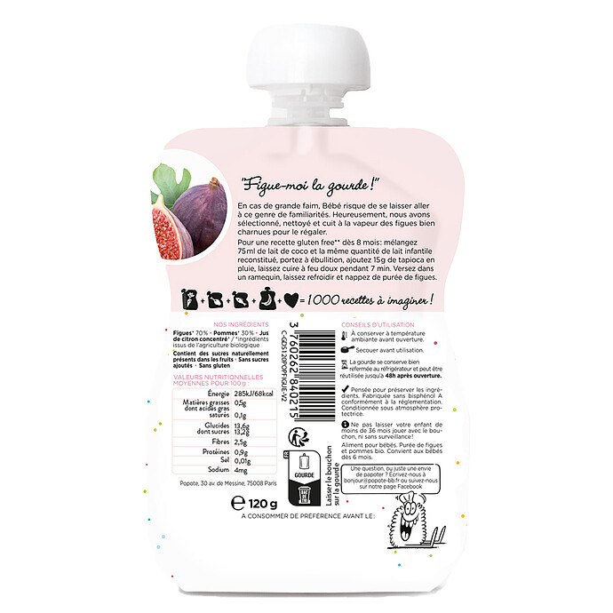 Gourde Repas Bio Figue - 120 g Popote