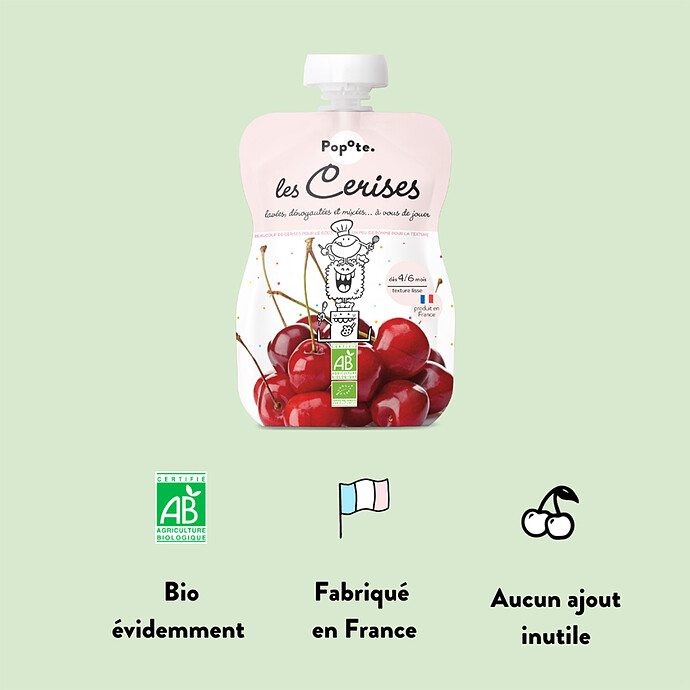 Gourde Repas Bio Cerises - 120 g Popote