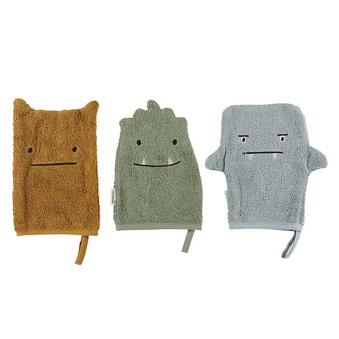 Lot de 3 Gants de Toilette Sylvester - Blue Fog Mix Liewood