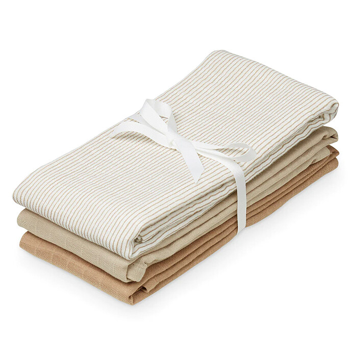 Lot de 3 Langes - Mix Classic Stripes Camel Camcam Copenhagen