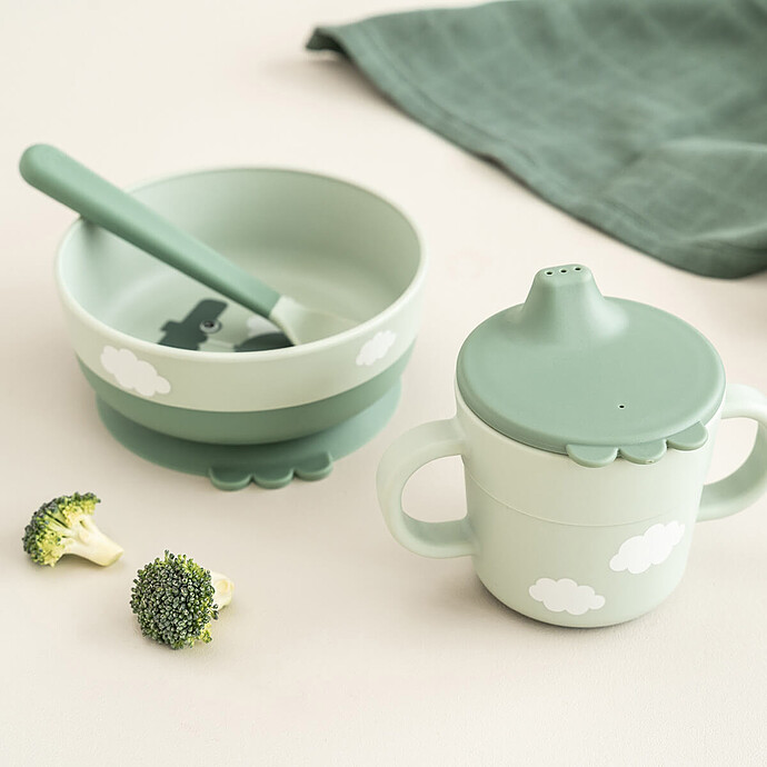 Coffret Premier Repas 3 Pièces Foodie - Happy Clouds Verts Done by Deer