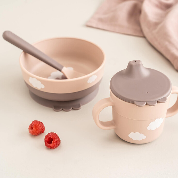 Coffret Premier Repas 3 Pièces Foodie - Happy Clouds Rose Done by Deer