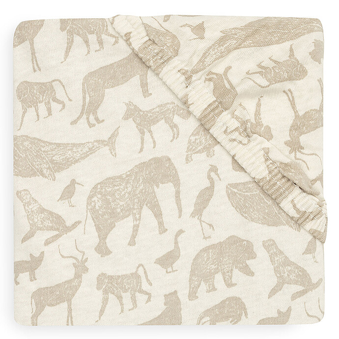Drap Housse Jersey Animals Nougat - 70-75 x 140-150 cm Jollein