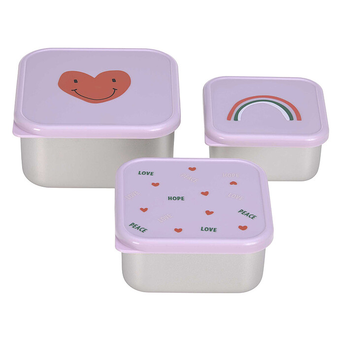 Lot de 3 Petites Boîtes à Goûter Happy Rascals - Coeur LÄSSIG