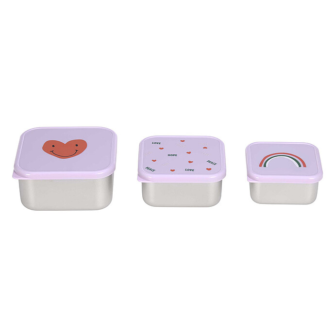 Lot de 3 Petites Boîtes à Goûter Happy Rascals - Coeur LÄSSIG