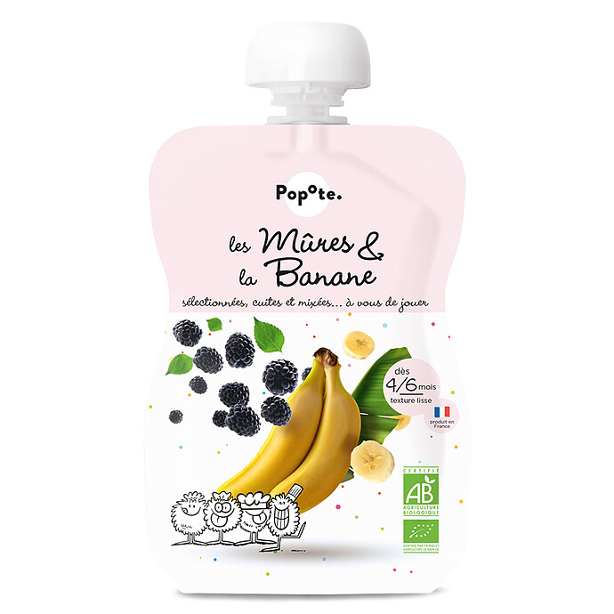 Gourde Repas Bio Mûres et Banane - 120 g Popote