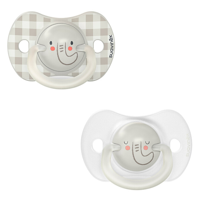 Lot de 2 Sucettes Symétriques SX Pro Night & Day Eléphant - 0/6 Mois Suavinex
