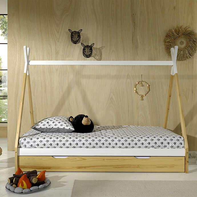 Lit Tipi Blanc avec Tiroir  - 90 x 200 cm JAXX