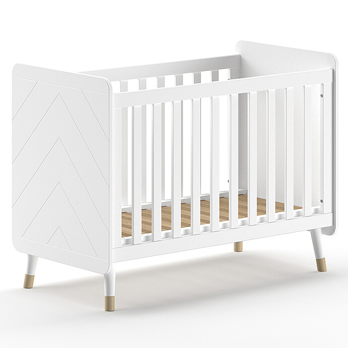 Lit Bébé Réglable Billy Satin White - 60 x 120 cm JAXX