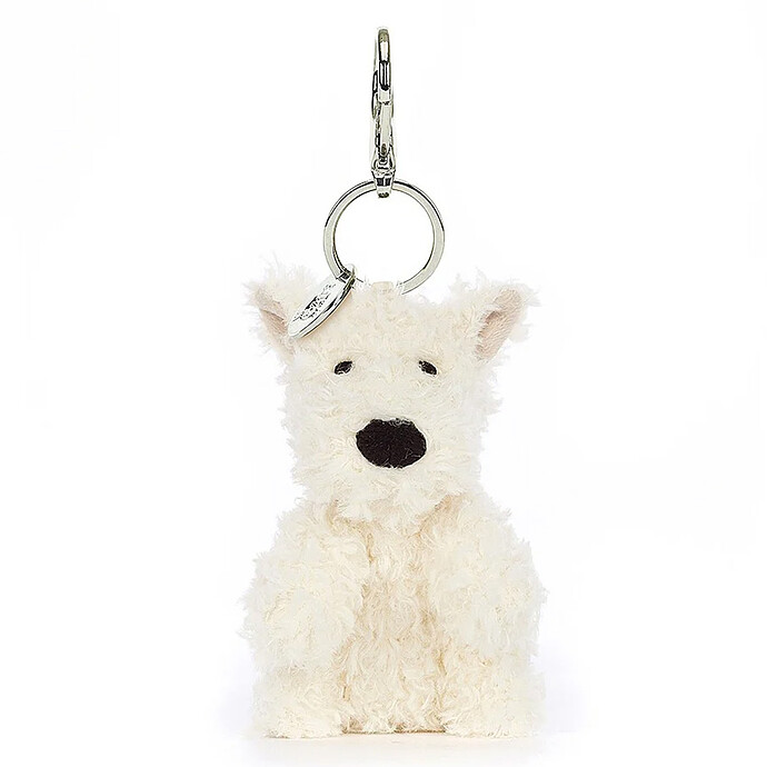 Porte-clés Peluche Westie - Mignon Terrier Blanc à Accrocher Partout !
