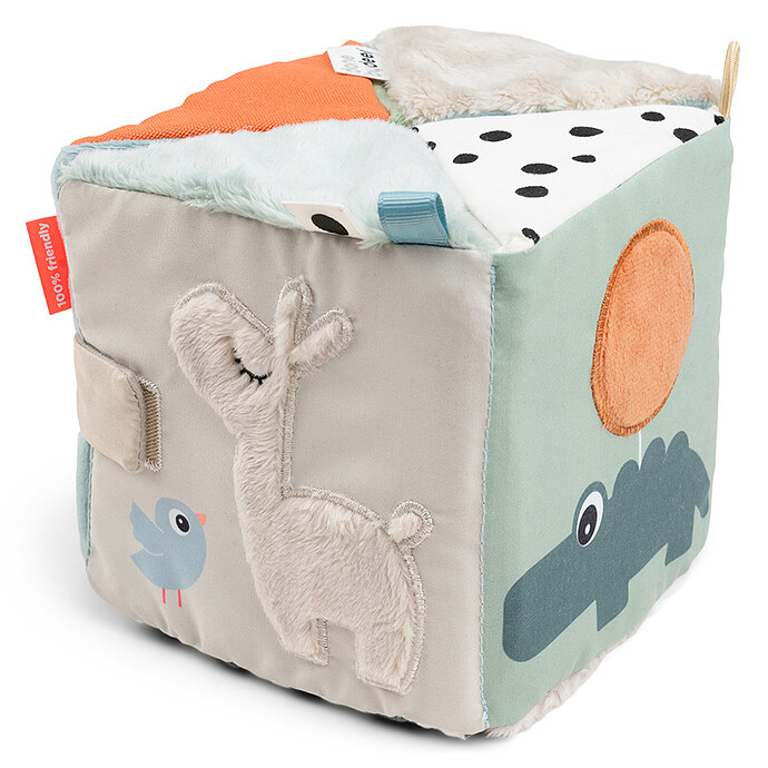Cube D'Éveil Bébé Français Thème Espace - Jouet Sensoriel Avec Miroir, Papier Bruissant Et Anneau De Dentition