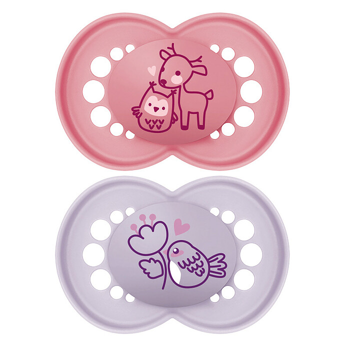 Lot de 2 Sucettes Original Nature Faon et Oiseau - 6 Mois + MAM