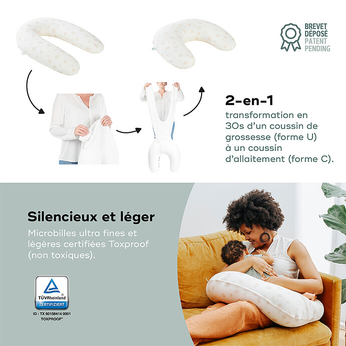 Avis Coussin de Maternité 2-en-1 B. Love - Petals Ecru