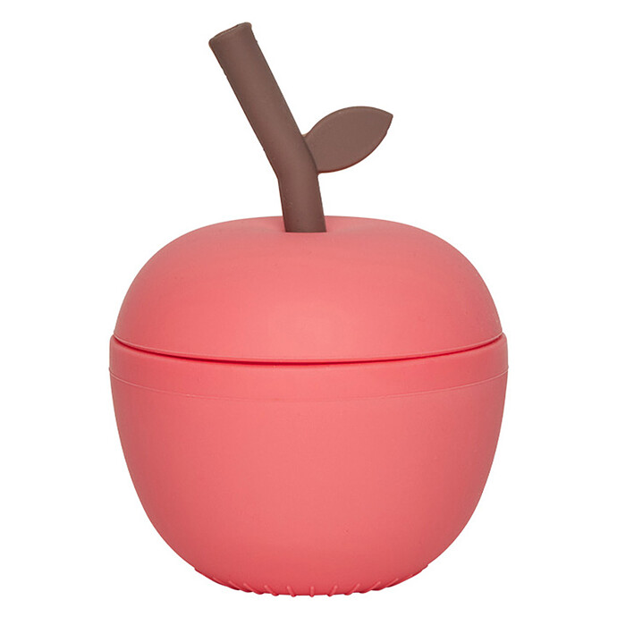 Verre avec Paille Pomme - Cherry Red OYOY