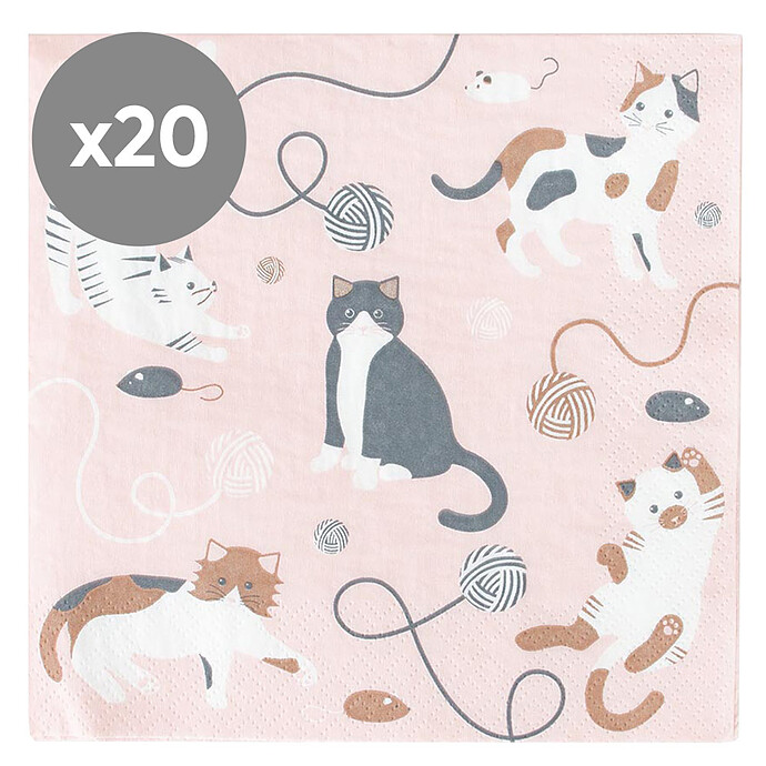 Lot de 20 Serviettes en Papier - Chat My Little Day
