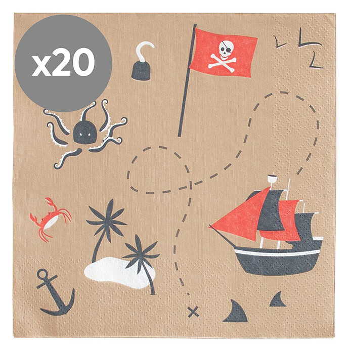 Lot de 20 Serviettes en Papier - Pirate My Little Day
