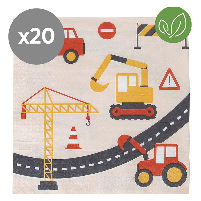 Lot de 20 Serviettes en Papier - Construction My Little Day