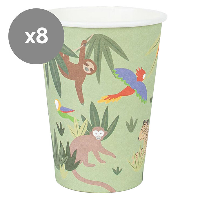 Lot de 8 Gobelets en Papier Tropical - 205 ml My Little Day