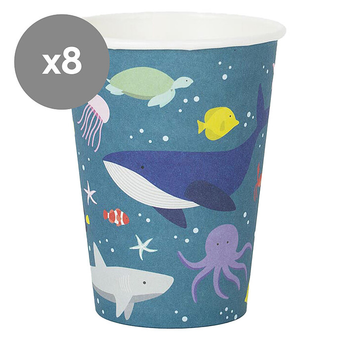 Lot de 8 Gobelets en Papier Océan - 205 ml My Little Day