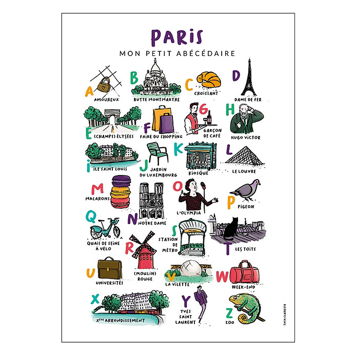 Affiche Abécédaire Paris - 40 x 30 cm Tata Clairette