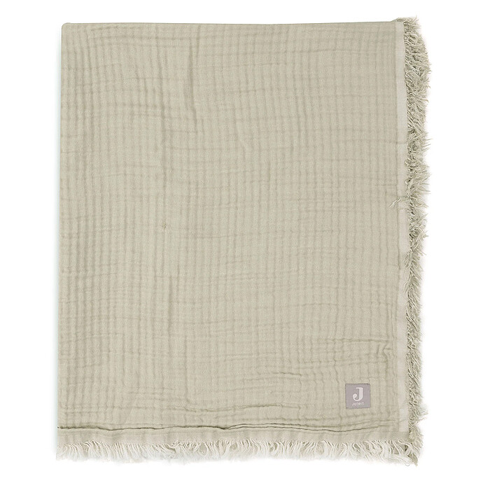 Couverture Berceau Fringe - Olive Green & Ivory Jollein