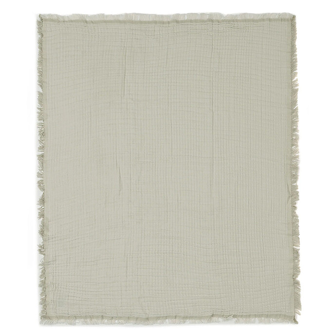 Couverture Berceau Fringe - Olive Green & Ivory Jollein