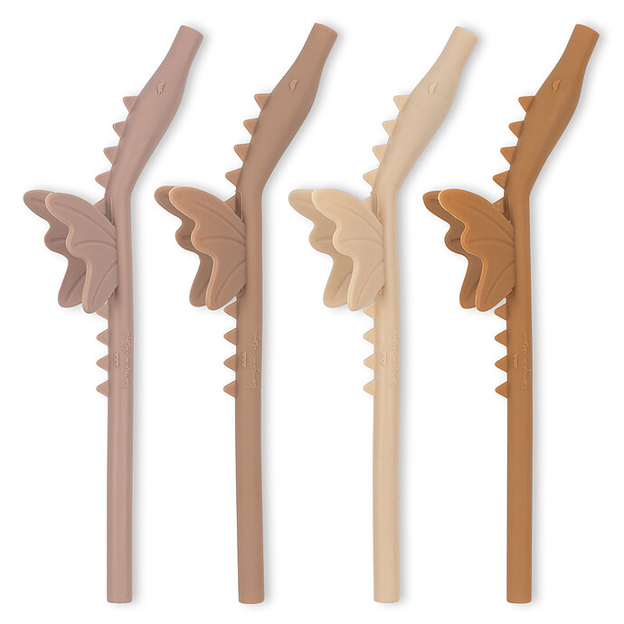 Lot de 4 Pailles en Silicone Dragon - Blush Mix Konges Sløjd