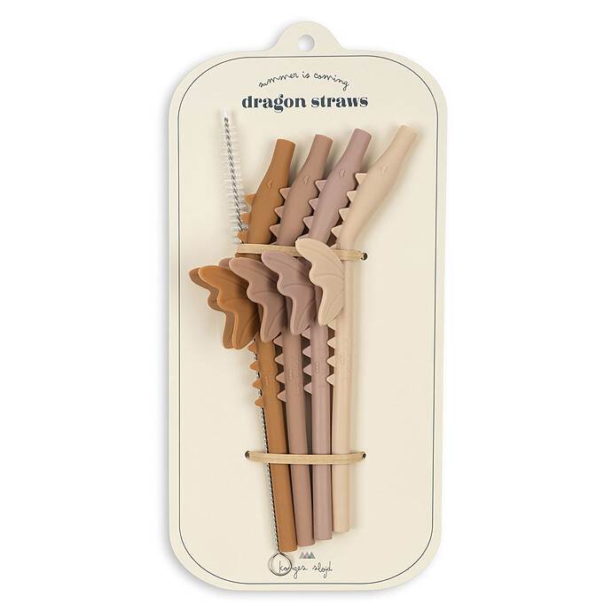 Lot de 4 Pailles en Silicone Dragon - Blush Mix Konges Sløjd