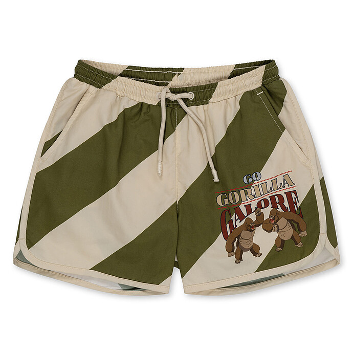 Short de Bain Asnou Dark Olive Creamy White - 4 Ans Konges Sløjd
