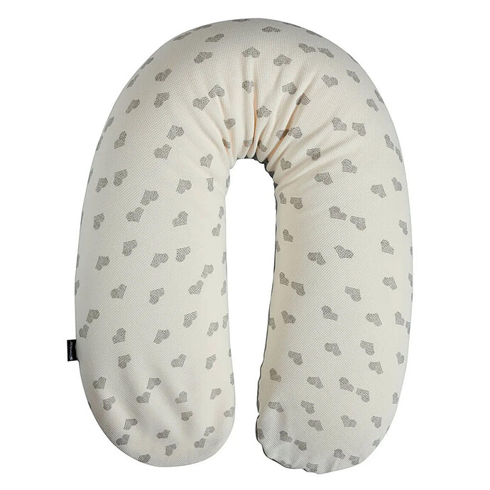 Coussin de Maternité et d'Allaitement Jersey - Coeurs Gris Candide