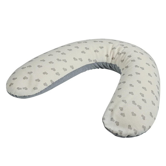 Coussin de Maternité et d'Allaitement Jersey - Coeurs Gris Candide