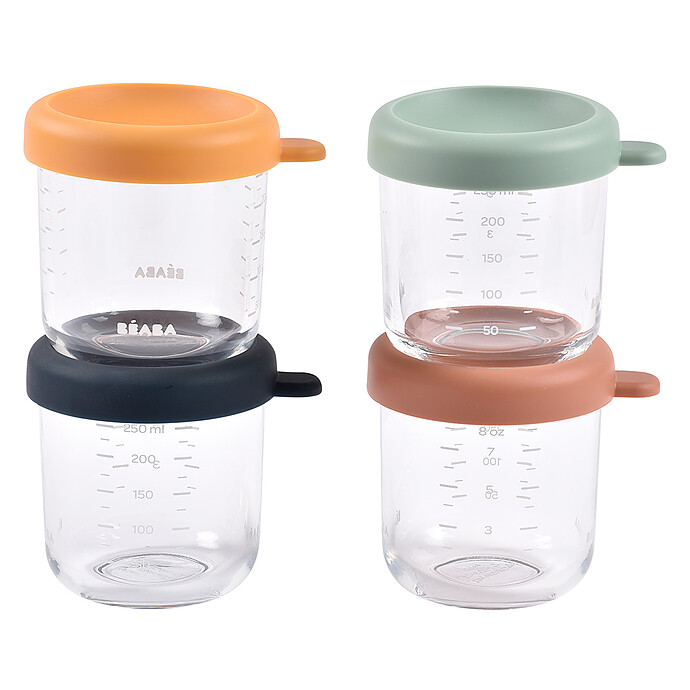 Lot de 4 Portions Verre 250 ml - Sunrise Color Mix BÉABA