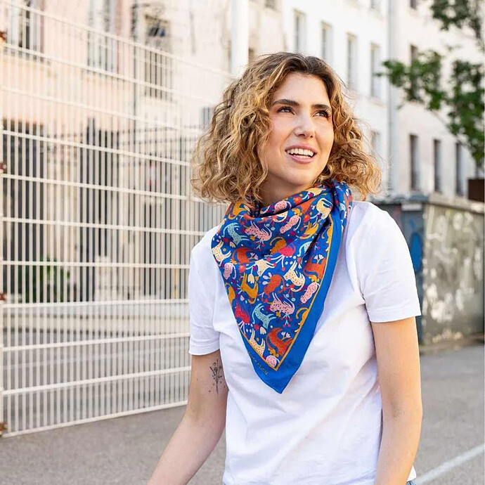 Grand Foulard Léopard - Blue  Chamaye