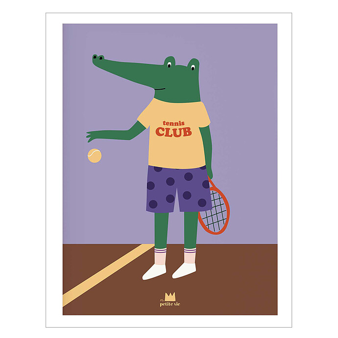Affiche Crocodile Tennis - 40 x 30 cm Ma petite vie