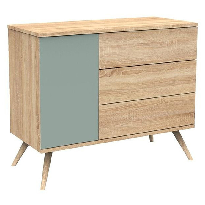 Commode et Plan à Langer Seventies - Chêne Doré et Sauge Sauthon