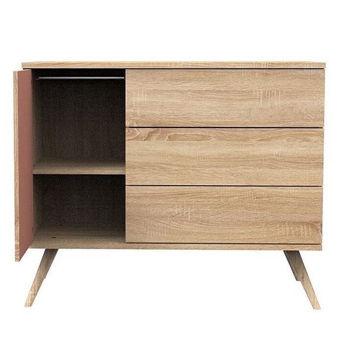 Achat Commode et Plan à Langer Seventies - Chêne Doré et Terracotta