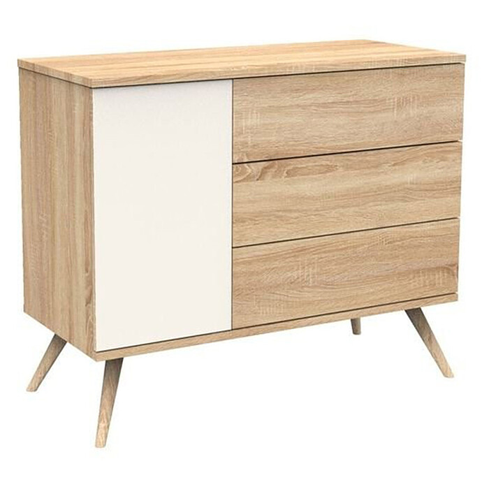Commode et Plan à Langer Seventies - Chêne Doré et Vanille Sauthon