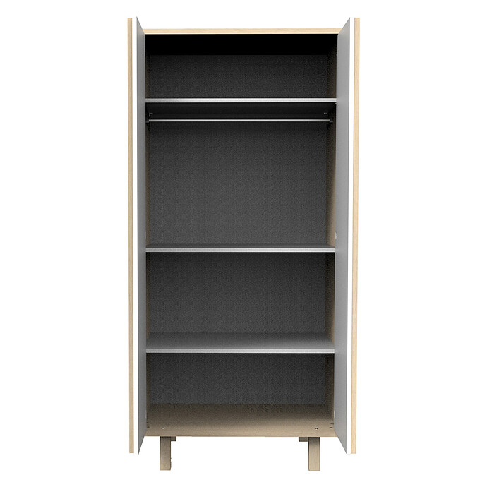 Armoire 2 Portes Nature - Chêne Velour et Blanc Sauthon
