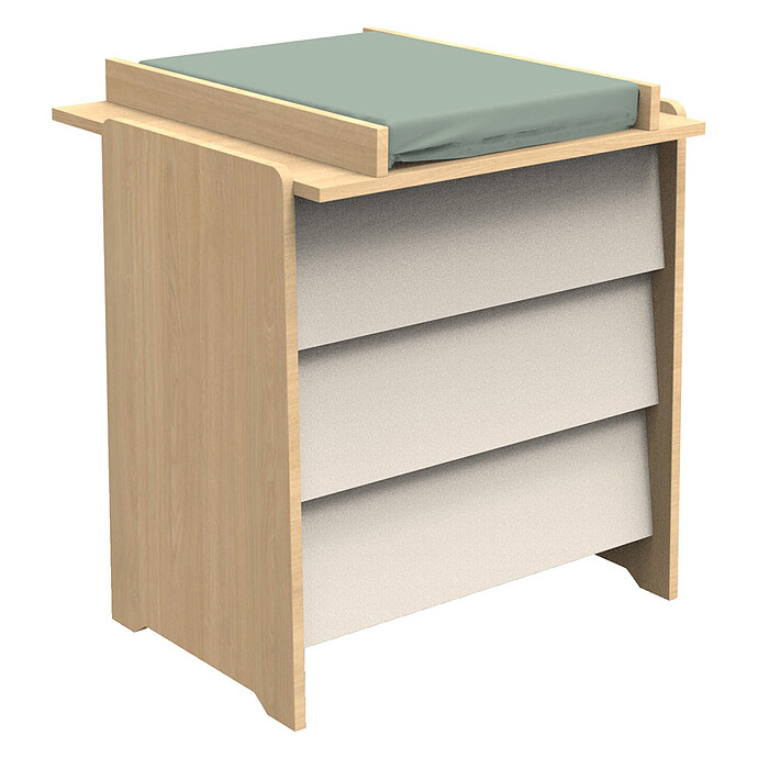 Chambre Duo Vanille 70 x 140 cm - Chêne Miel et Meringue Sauthon