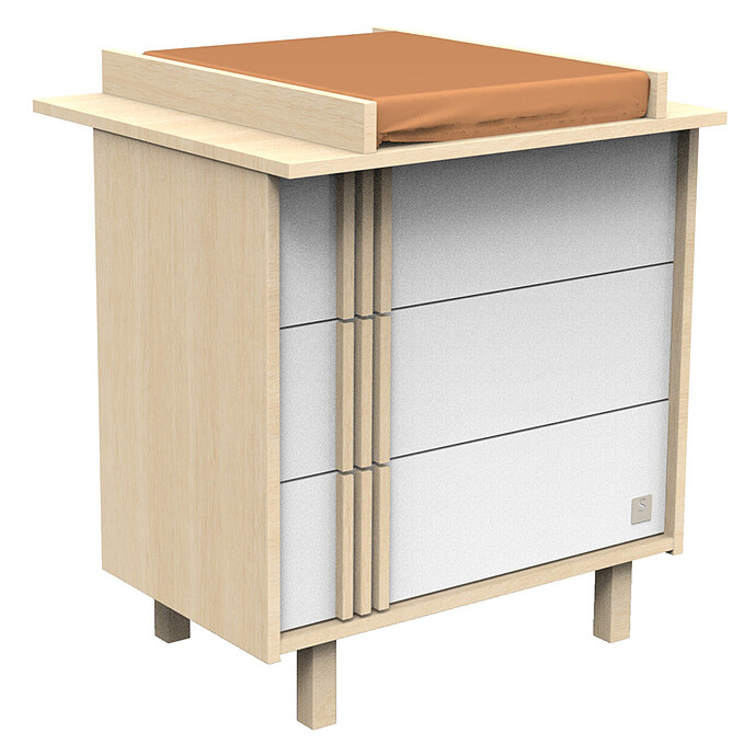 Chambre Trio Nature 60 x 120 cm - Chêne Velour et Blanc Sauthon
