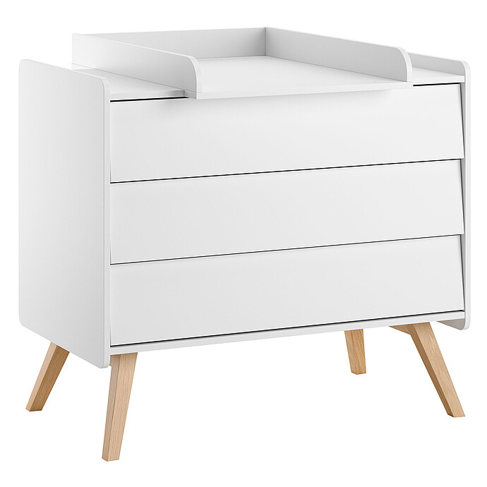 Commode et Plan à Langer Vintage - Blanc et Chêne Vox Meubles