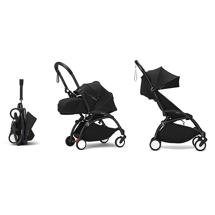 Poussette YOYO³ Complète 0+ et 6  Châssis Noir - Noir Stokke