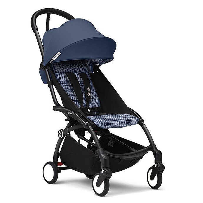 Poussette YOYO³ Complète 0+ et 6  Châssis Noir - Bleu Air France Stokke
