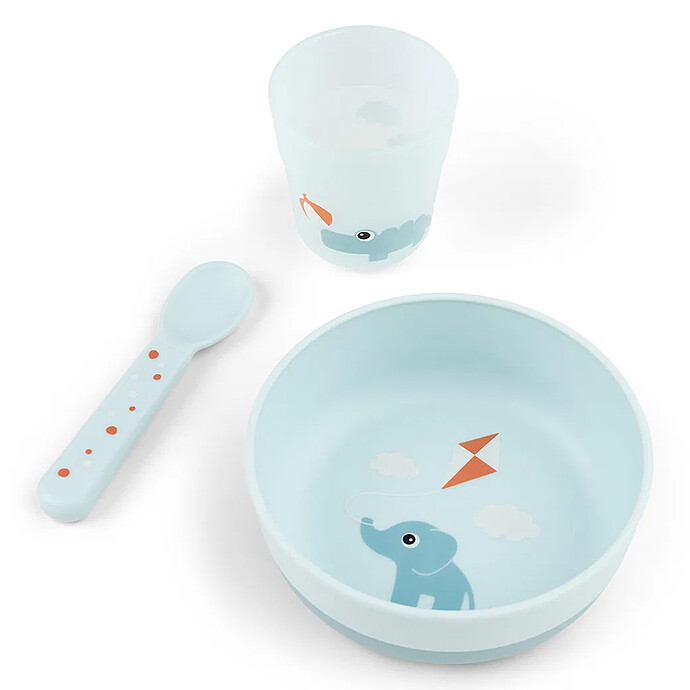 Coffret Premiers Repas 3 Pièces Foodie - Playground Bleu Done by Deer
