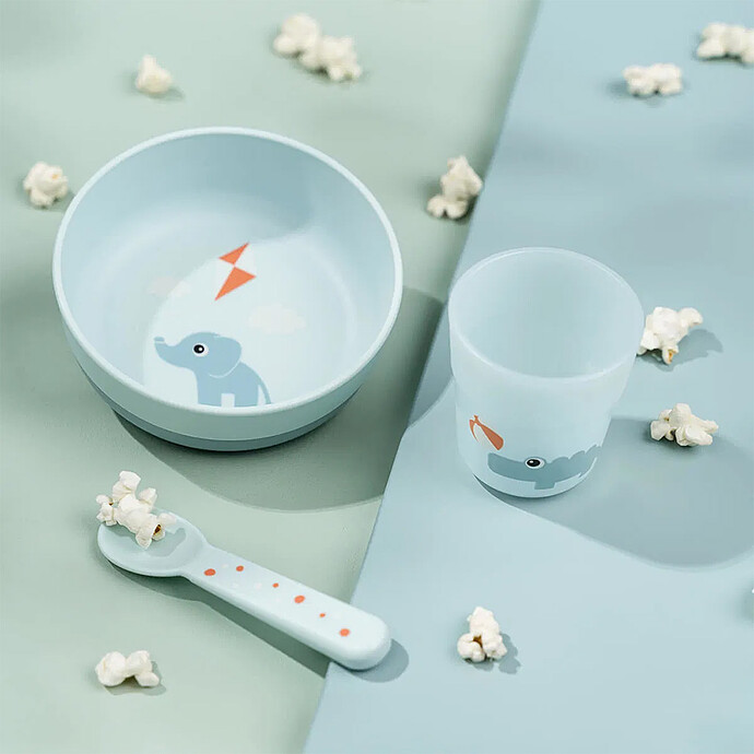 Coffret Premiers Repas 3 Pièces Foodie - Playground Bleu Done by Deer
